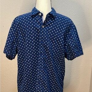 Michael Brandon Blue and White Casual Button Down Shirt